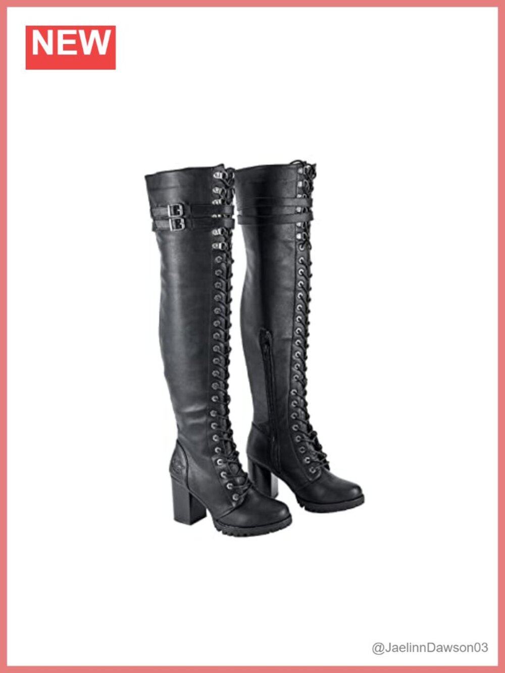 Women's Lace Up Over The Knee Boots - Faux Leather Thigh High Zip Boots